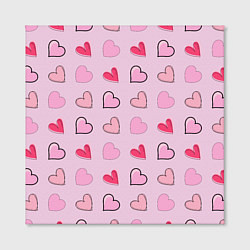 Холст квадратный Валентинки на нежно-розовом фоне, цвет: 3D-принт — фото 2