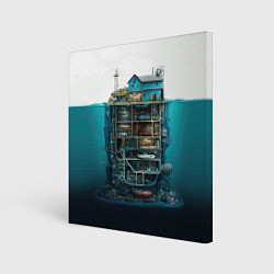 Картина квадратная Подводный дом