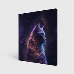 Картина квадратная Кошка в космосе туманность