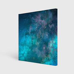 Картина квадратная Абстрактный светло-синий космос и звёзды