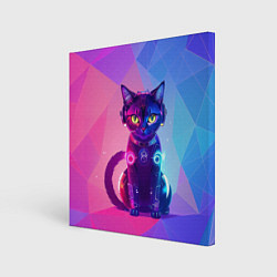 Холст квадратный Кибер кошка, цвет: 3D-принт