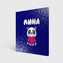 Холст квадратный Лина панда с сердечком, цвет: 3D-принт