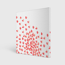 Холст квадратный Падающие сердечки, цвет: 3D-принт