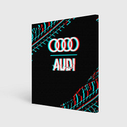 Картина квадратная Значок Audi в стиле glitch на темном фоне