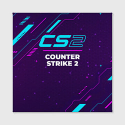 Холст квадратный Символ Counter Strike 2 в неоновых цветах на темно, цвет: 3D-принт — фото 2