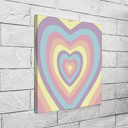 Холст квадратный Сердца пастельные оттенки, цвет: 3D-принт — фото 2