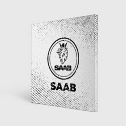 Картина квадратная Saab с потертостями на светлом фоне