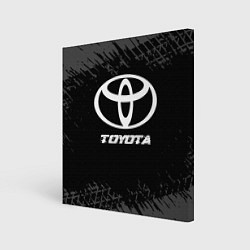 Картина квадратная Toyota speed на темном фоне со следами шин