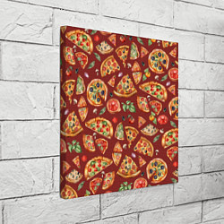 Холст квадратный Кусочки пиццы ассорти - акварельный паттерн, цвет: 3D-принт — фото 2