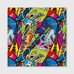 Холст квадратный Guitars - pop art pattern, цвет: 3D-принт — фото 2