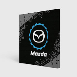 Картина квадратная Mazda в стиле Top Gear со следами шин на фоне