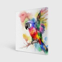 Картина квадратная Разноцветный акварельный попугай