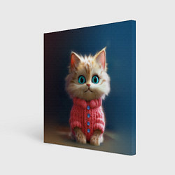 Холст квадратный Котик в розовом свитере, цвет: 3D-принт