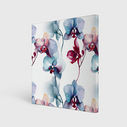 Картина квадратная Голубая орхидея акварель - паттерн