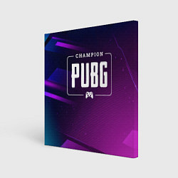 Картина квадратная PUBG gaming champion: рамка с лого и джойстиком на