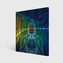 Холст квадратный Человеческий мозг и импульсы, цвет: 3D-принт