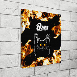 Холст квадратный David Bowie рок кот и огонь, цвет: 3D-принт — фото 2