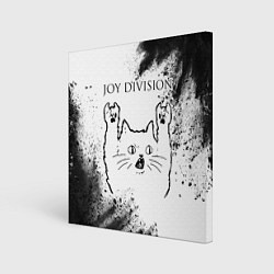 Картина квадратная Joy Division рок кот на светлом фоне