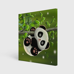Холст квадратный Панда на дереве отдыхает, цвет: 3D-принт
