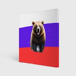 Холст квадратный Медведь на флаге, цвет: 3D-принт
