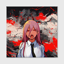 Холст квадратный Демон Пауэр - Человек бензопила, цвет: 3D-принт — фото 2