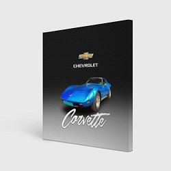 Картина квадратная Синий Chevrolet Corvette 70-х годов