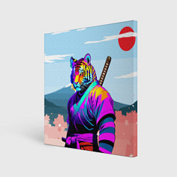Холст квадратный Тигр-самурай - Япония, цвет: 3D-принт
