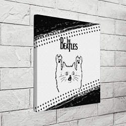 Холст квадратный The Beatles рок кот на светлом фоне, цвет: 3D-принт — фото 2