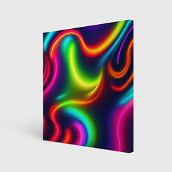 Холст квадратный Неоновые радужные разводы, цвет: 3D-принт