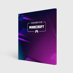 Картина квадратная Minecraft gaming champion: рамка с лого и джойстик