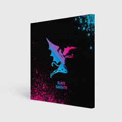Холст квадратный Black Sabbath - neon gradient, цвет: 3D-принт