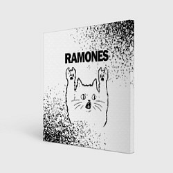 Картина квадратная Ramones рок кот на светлом фоне