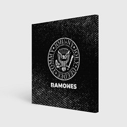 Картина квадратная Ramones с потертостями на темном фоне