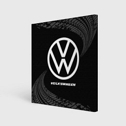 Картина квадратная Volkswagen speed на темном фоне со следами шин