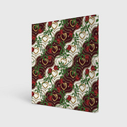 Холст квадратный Романтика - сердечки и розы, цвет: 3D-принт
