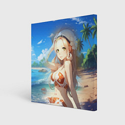 Картина квадратная Девушка сидит на пляже