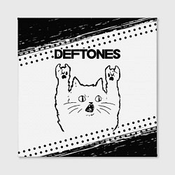 Холст квадратный Deftones рок кот на светлом фоне, цвет: 3D-принт — фото 2