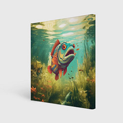 Холст квадратный Рыбка карп в воде, цвет: 3D-принт