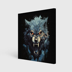 Холст квадратный Blue black wolf, цвет: 3D-принт