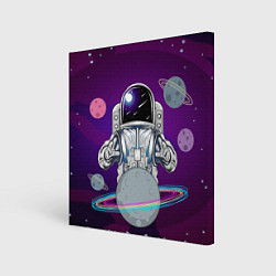 Холст квадратный Космонавт с планетами и звездами, цвет: 3D-принт