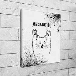 Холст квадратный Megadeth рок кот на светлом фоне, цвет: 3D-принт — фото 2