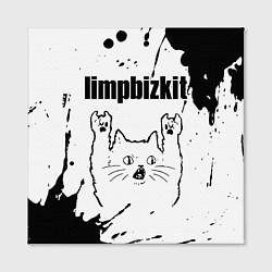 Холст квадратный Limp Bizkit рок кот на светлом фоне, цвет: 3D-принт — фото 2