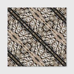 Холст квадратный Бежевые деревянные цветы, цвет: 3D-принт — фото 2