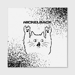 Холст квадратный Nickelback рок кот на светлом фоне, цвет: 3D-принт — фото 2
