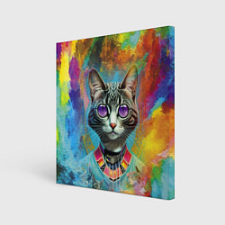 Холст квадратный Cat fashionista - neural network, цвет: 3D-принт