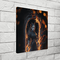 Холст квадратный Готическая девушка с двумя косами огненная магия, цвет: 3D-принт — фото 2