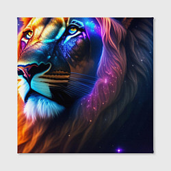 Холст квадратный Лев с радужной гривой и голубыми глазами, цвет: 3D-принт — фото 2