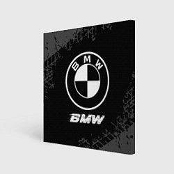Картина квадратная BMW speed на темном фоне со следами шин