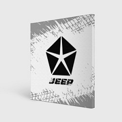 Картина квадратная Jeep speed на светлом фоне со следами шин