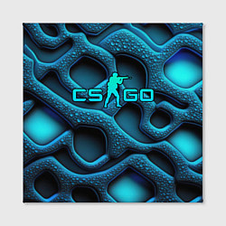 Холст квадратный CS GO blue neon logo, цвет: 3D-принт — фото 2